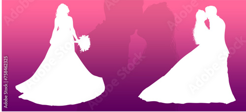 silueta, princesas, xv, boda, vestido de novia, vector, moda, ilustracion, quinceañera, iconos, bride, novia, novios, matrimonio, modelo