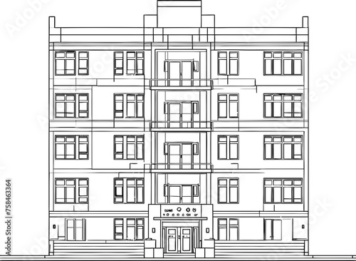 apartment building sketch drawing