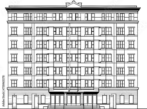 apartment building sketch drawing