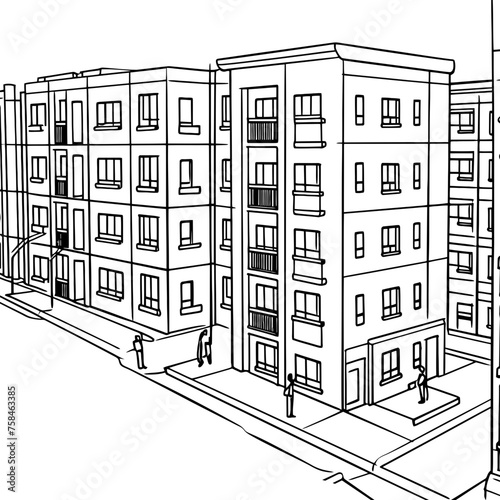 apartment building sketch drawing