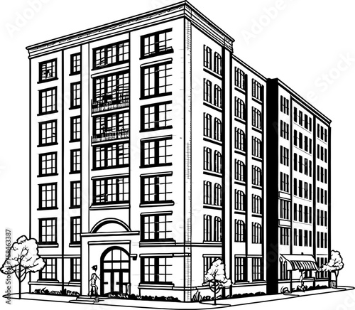 apartment building sketch drawing