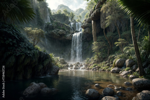 Beautiful waterfall in the jungle.