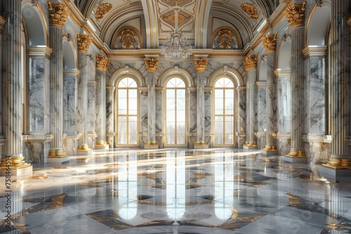 Background of a interior luxury ballroom palace hall with fine marble