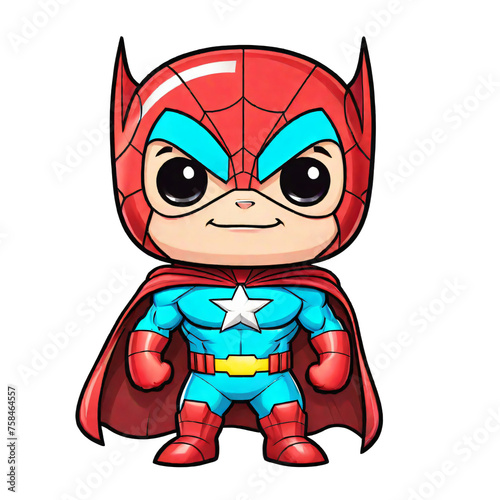 Superhero Cartoon Mascot Character Isolated on transparent Background.