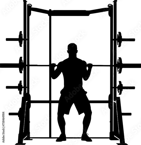 bodybuilder in gym silhouette