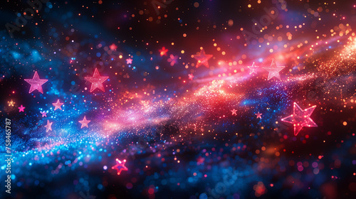 A colorful galaxy with many stars and a blue background