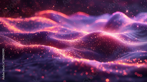 A purple and pink landscape with a lot of sparkles