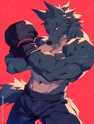 Wolf Boxer Illustration
