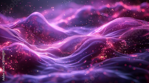 A purple and pink wave with a lot of sparkles