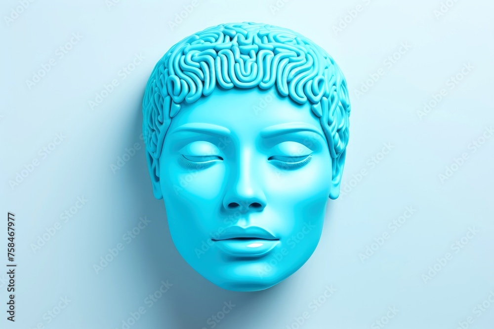 3d abstract human head,face, Psychic waves concept