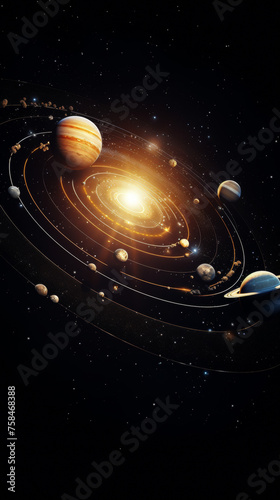 Solar System Planets Orbiting Sun Illustration

