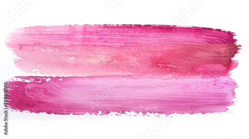Pink paint stroke isolated on white background, abstract artistic element for design projects