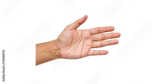 A man's outstretched hand against a transparent background