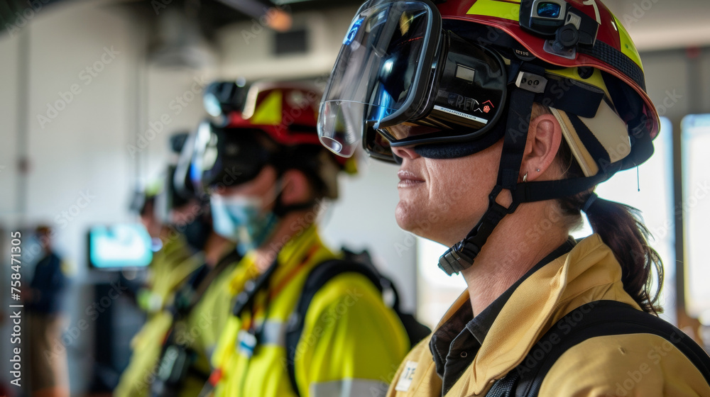 An emergency response team is using AR technology to simulate and practice a response to a largescale disaster improving skills and coordination. An emergency response team is using AR technology to simulate and practice a response to a largescale disaster improving skills and coordination.