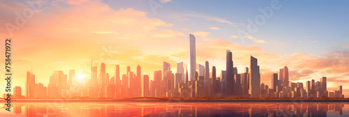 Pastel Sunset Over Sleek, Modern Cityscape: A Journey Through Advanced Technology and Architecture
