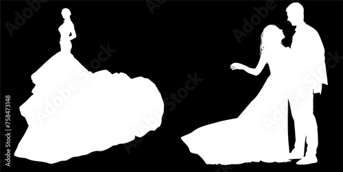silueta, princesas, xv, boda, vestido de novia, vector, moda, ilustracion, quinceañera, iconos, bride, novia, novios, matrimonio, modelo