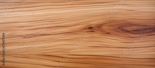 A closeup of a hardwood plank, showcasing the beautiful brown grain and texture of the wood. The amber tones and beige varnish make it perfect for flooring