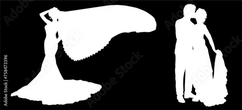 silueta, princesas, xv, boda, vestido de novia, vector, moda, ilustracion, quinceañera, iconos, bride, novia, novios, matrimonio, modelo