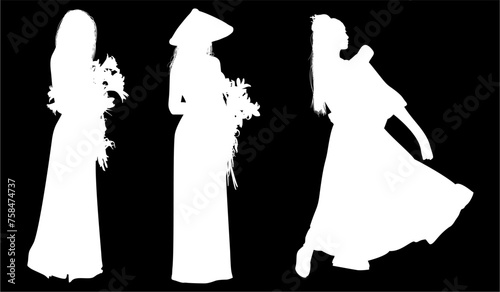silueta, princesas, xv, boda, vestido de novia, vector, moda, ilustracion, quinceañera, iconos, bride, novia, novios, matrimonio, modelo, india, china, japon
