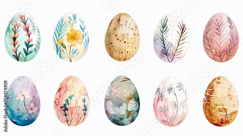Watercolor easter eggs collection
