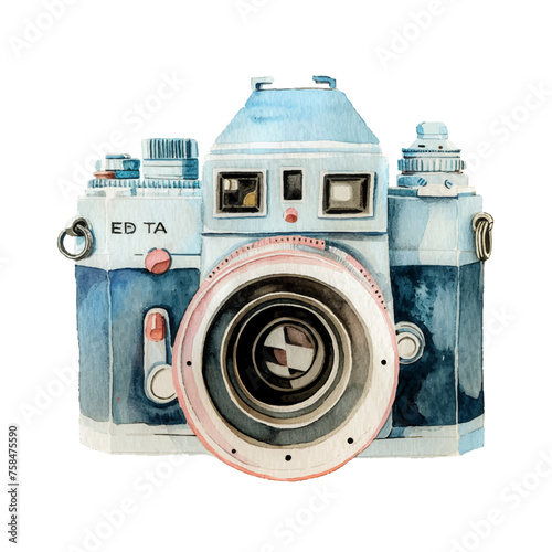 cute vintage camera vector illustration in watercolour style