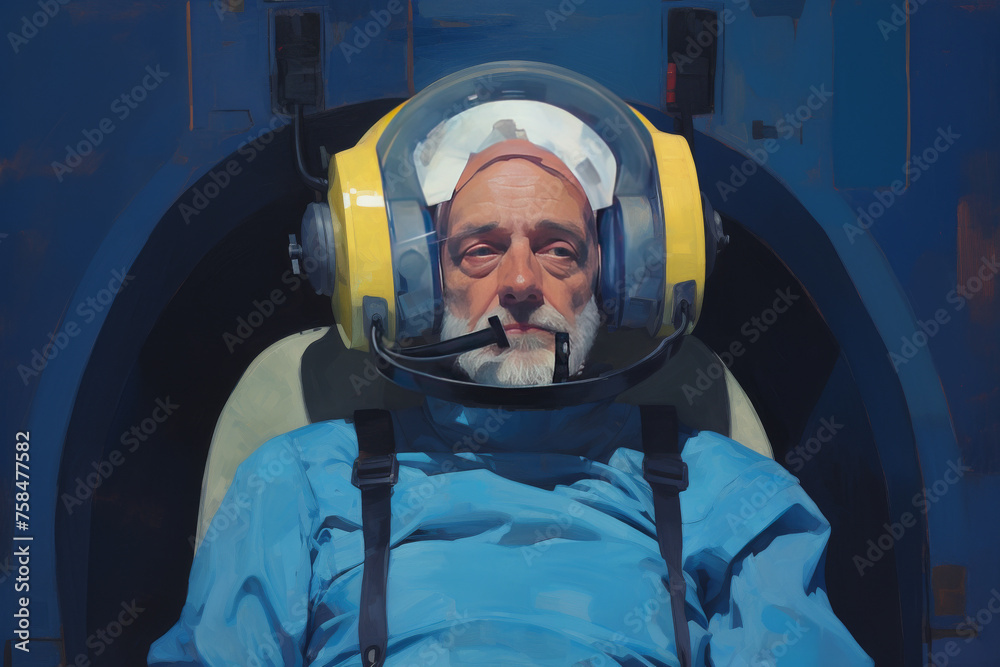 Cosmic Solitude: An Astronaut's Serene Repose in the Vastness of Space - obrazy, fototapety, plakaty 