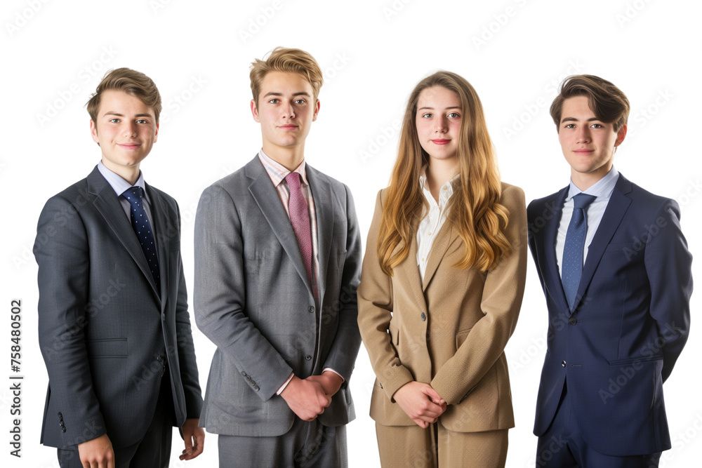 Young business crew smiling and confidence transparent background