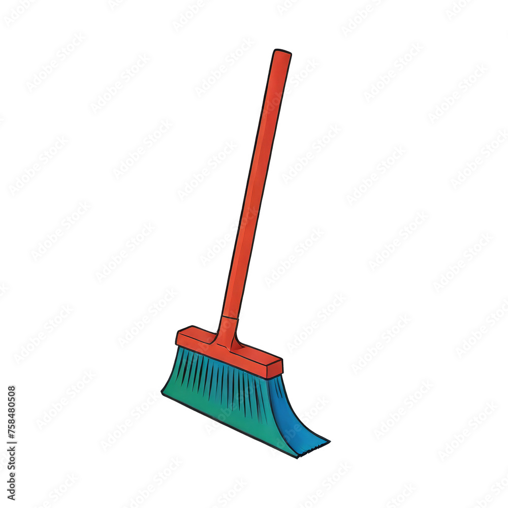 Broom Hand Drawn Cartoon Style Illustration Broom Hand Drawn Cartoon Style Illustration