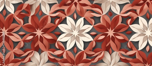 Abstract seamless floral pattern with Arabic and ancient Indian inspired geometric motifs.