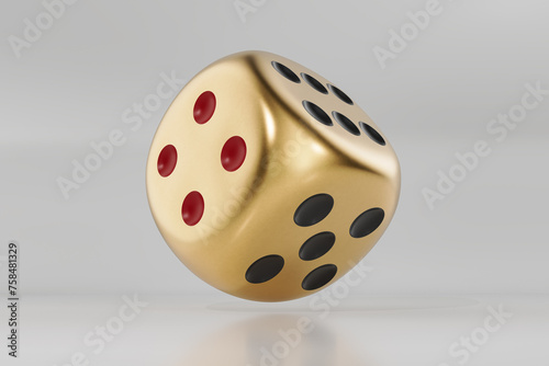 Golden Casino dices on white background.3D illustration. photo