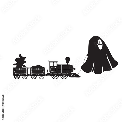 Ghost plays with toy train
