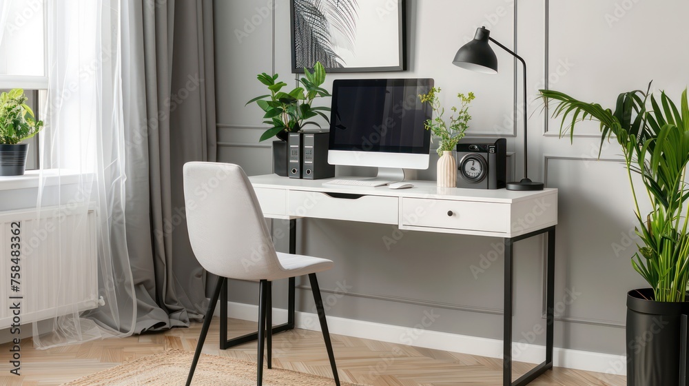modern content creator workspace setup featuring a blank computer screen modern content creator workspace setup featuring a blank computer screen