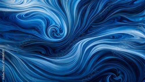 Abstract background composed of blue curves and waves, full of high-end light, blue and black tones, used for product display 