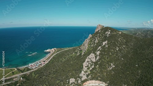 view of the Mediterranean coast. Northern Cyprus. drone view