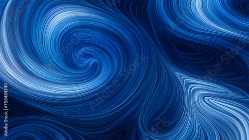 Abstract background composed of blue curves and waves, full of high-end light, blue and black tones, used for product display
