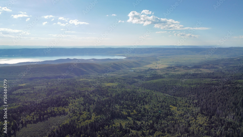 Aerial Summer Mountainscape of Bear Lake State Park Utah