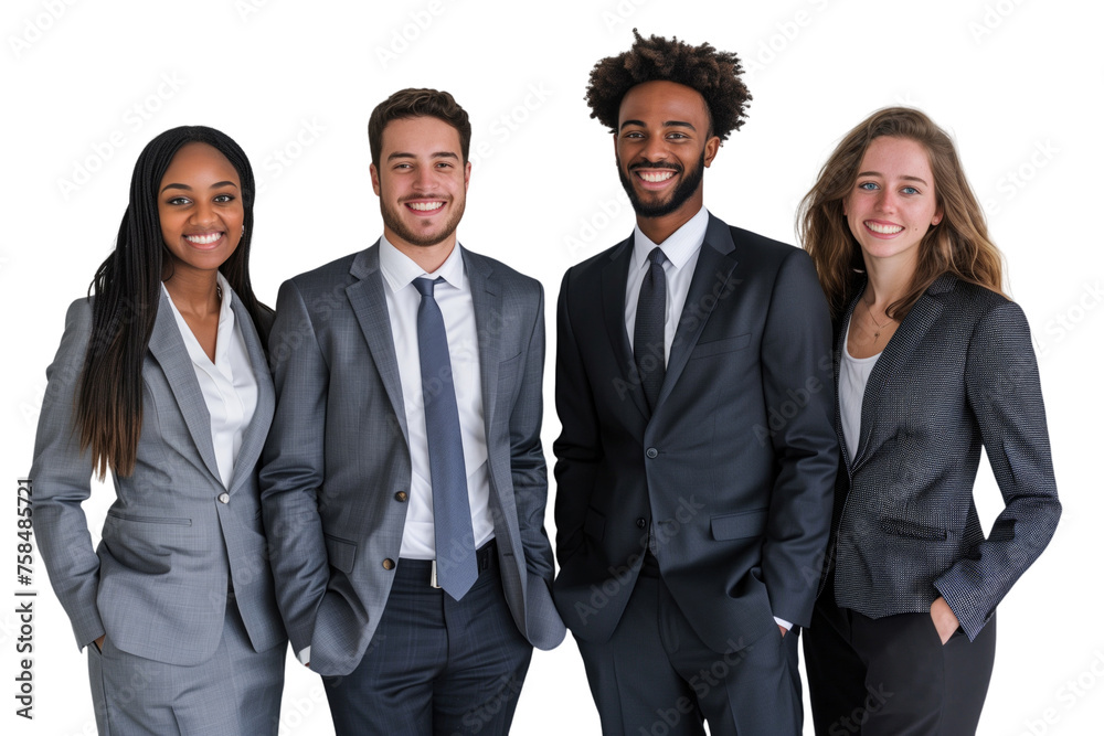 Young business crew smiling and confidence transparent background Young business crew smiling and confidence transparent background
