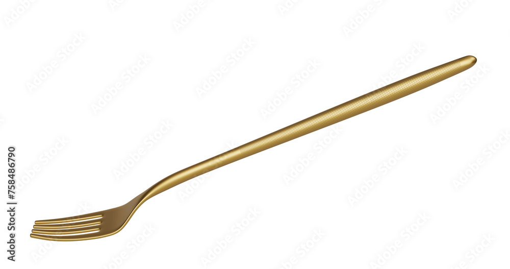 Gold fork isolated on white background. 3D illustration. Gold fork isolated on white background. 3D illustration.