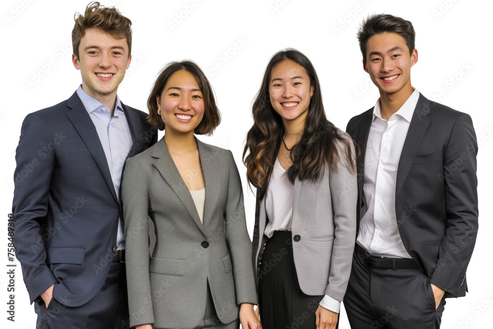 Young business crew smiling and confidence transparent background Young business crew smiling and confidence transparent background