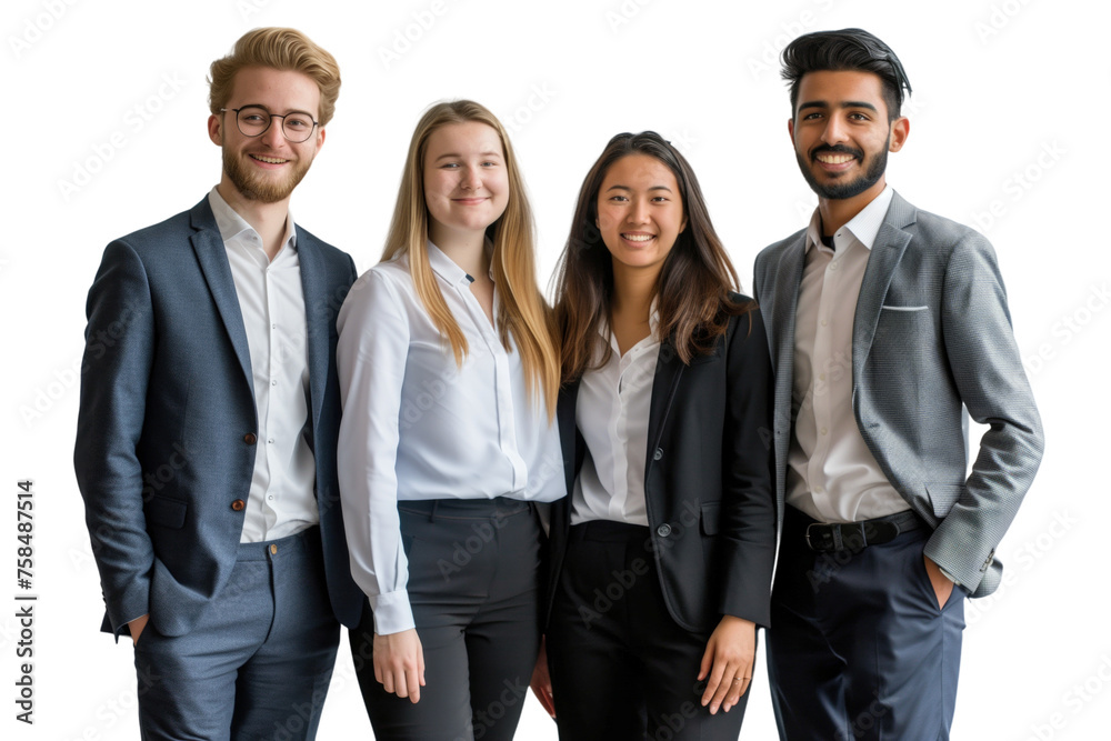 Young business crew smiling and confidence transparent background Young business crew smiling and confidence transparent background