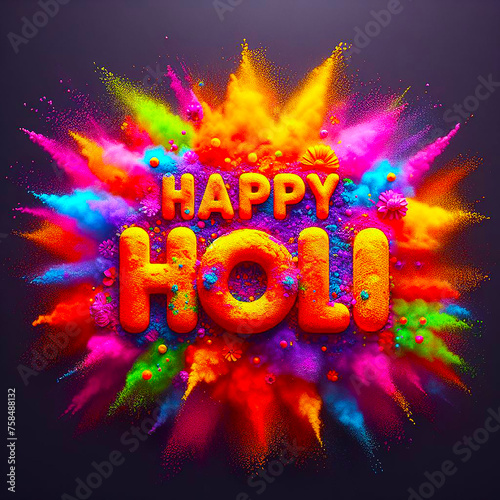 Happy Holi Coloring 3d Text Effect