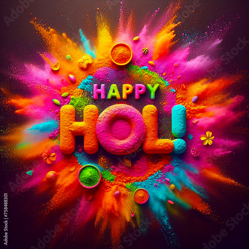 Happy Holi Coloring 3d Text Effect