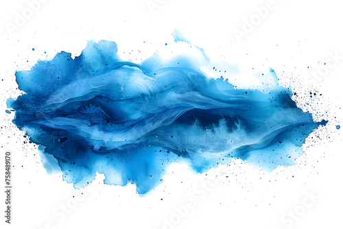 Turquoise watercolor splotch design on white background.