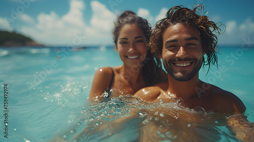 Ocean - swimming - vacation - getaway - holiday - escape - couple - romantic - close-up shot 