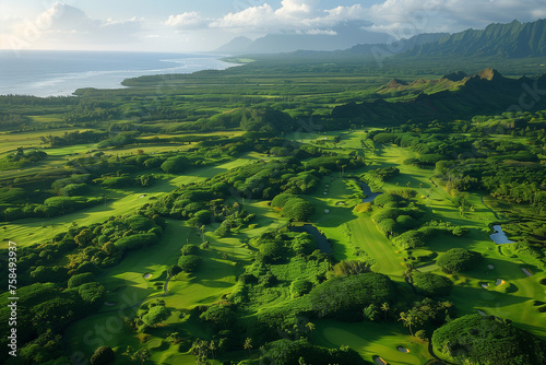 Hawaii golf course country club aerial 