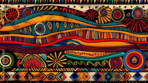 colorful vibrant pattern texture template ethic african tribal wallpaper background for web design or ads photo