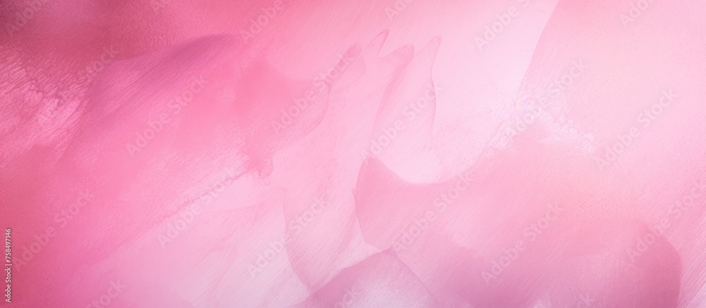 A closeup shot of a pink and white background with a blurred effect, showcasing tints and shades of magenta, purple, pink, and violet. The pattern includes clouds, plants, petals, and water