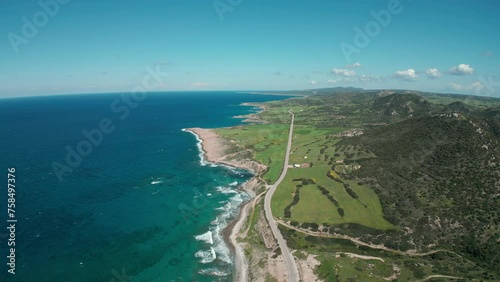 view of the Mediterranean coast. Northern Cyprus. drone view