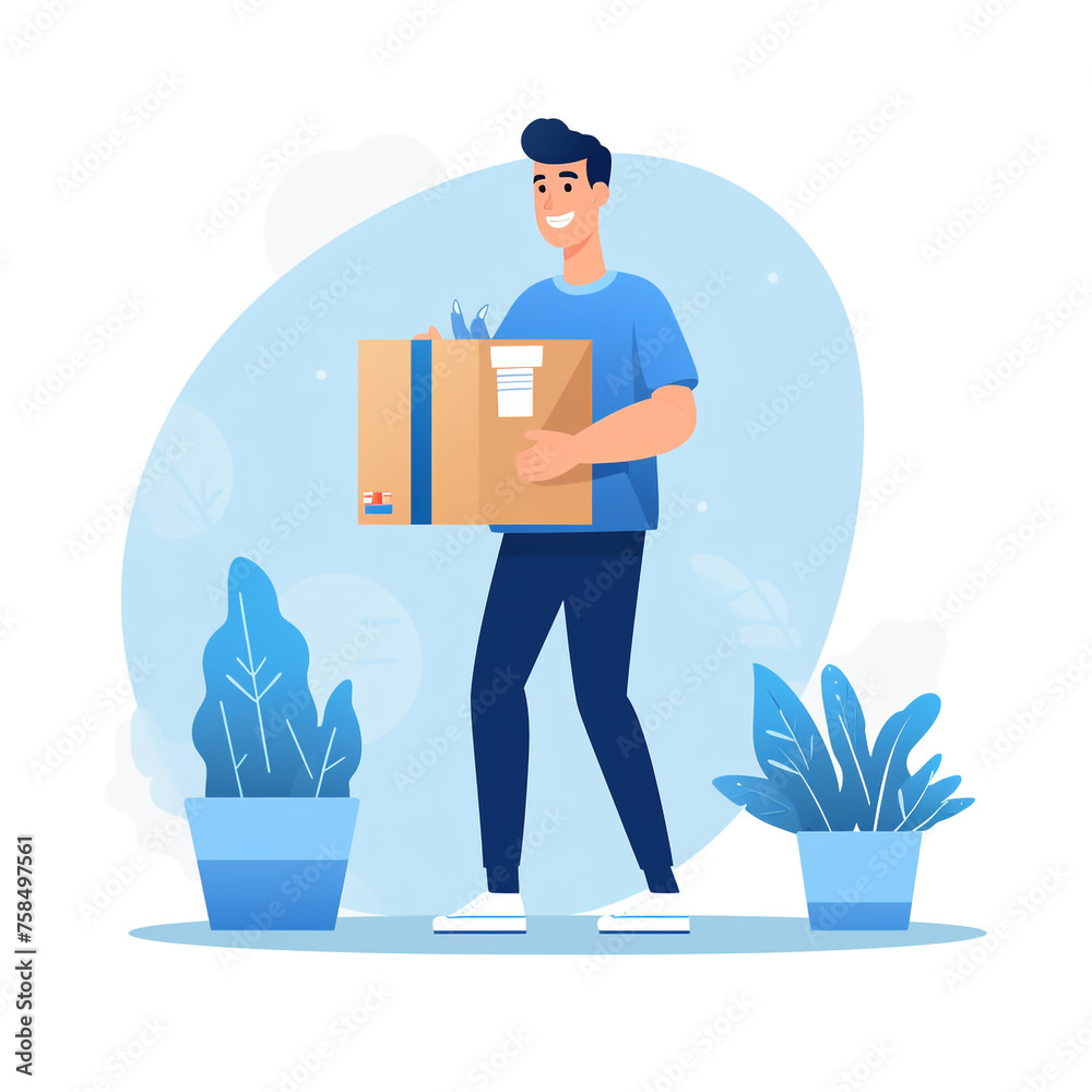A postal worker delivers a parcel created with Generative Ai A postal worker delivers a parcel created with Generative Ai
