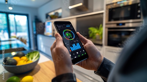 Efficient Energy Monitoring, Man Checks Home Electricity Usage via Mobile App